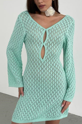 Long Sleeve Textured Mini Dress