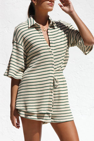Striped Tie-Waist Short Set