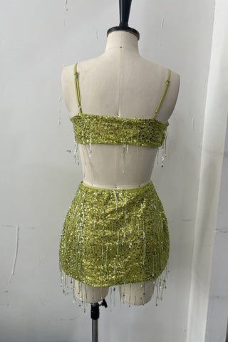 Strappy Sequin Crop Top