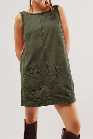 Sleeveless Corduroy Casual Dress