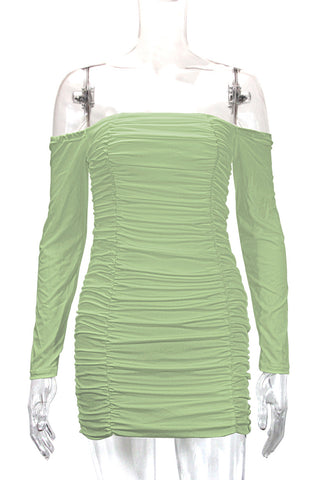 Off-Shoulder Ruched Casual Dress