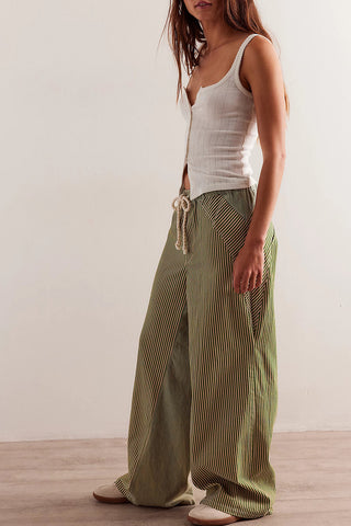 Striped Wide-Leg Casual Pants