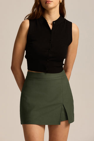 Sleek Front-Slit Mini Skirt