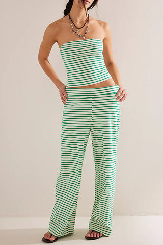 Strapless Striped Pants Set