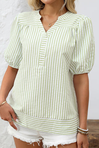 Puff Sleeve Striped Blouse