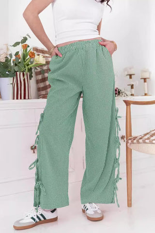 Tie-Side Casual Wide-Leg Trousers