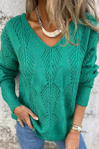 V-Neck Textured Knit Sweater