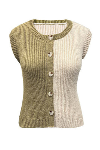 Two-Tone Sleeveless Sweater