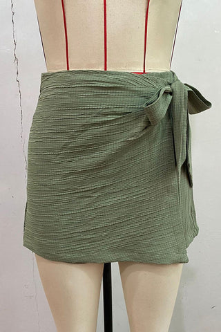 Wrap-Front Skort with Bow Accent