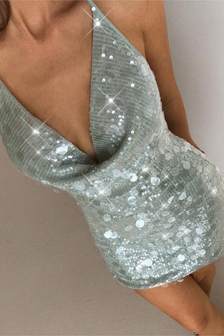 Sequin Halter Mini Dress