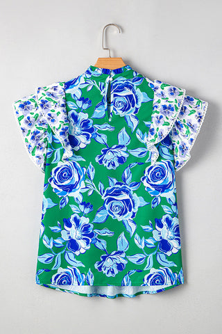 Ruffle Sleeve Floral Blouse