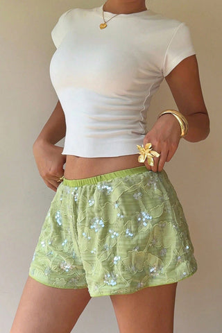 Sequin Embellished Casual Shorts