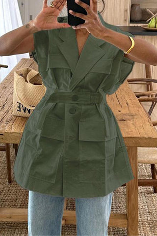 Belted Sleeveless Jacket