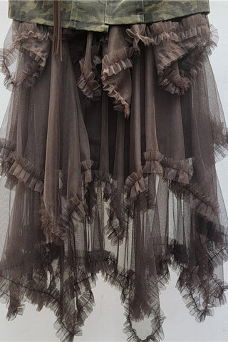 Layered Ruffle Midi Skirt