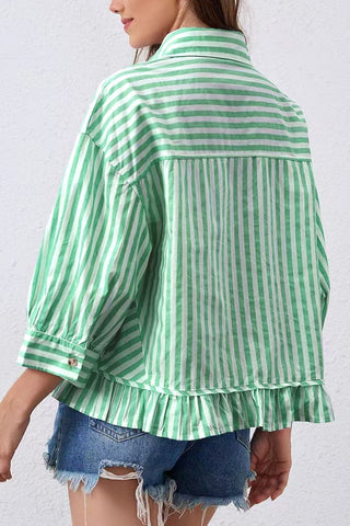 Striped Ruffle Hem Blouse