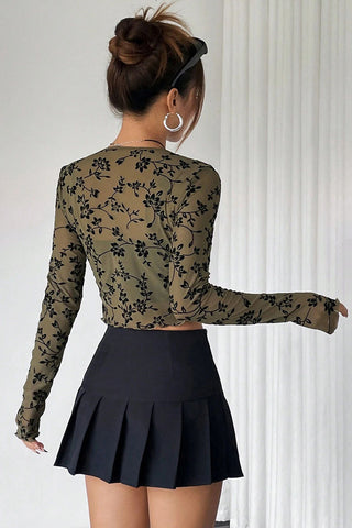 Floral Sheer Tie-Front Blouse
