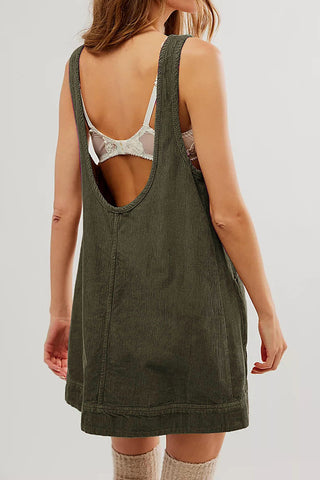 Sleeveless Corduroy Casual Dress