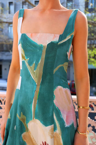 Floral Maxi Dress with Strappy Design