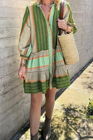 Patterned Bohemian Casual Dress