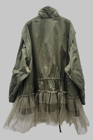 Military-Inspired Tulle Trim Jacket