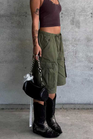 Lace-Up Waist Cargo Shorts