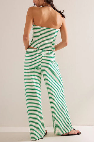 Strapless Striped Pants Set