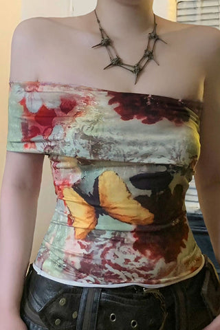 Off-Shoulder Floral Printed Tank Top
