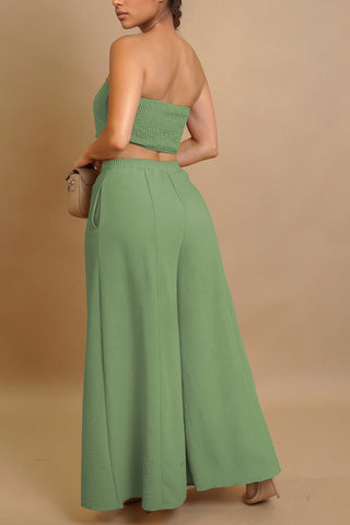 Strapless Wide-Leg Pant Set