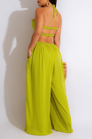 Halter Cutout Wide-Leg Jumpsuit