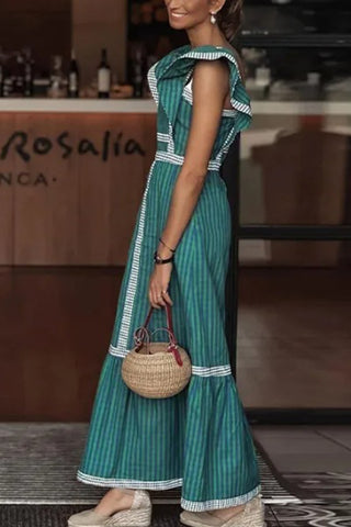 Striped Ruffle A-Line Dress