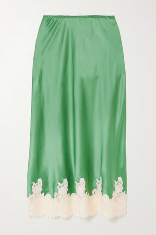 Elegant Lace-Trimmed Skirt Set
