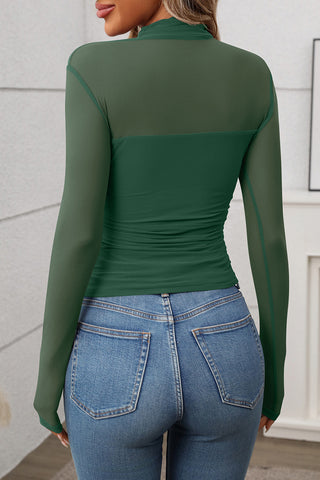 Sheer Mock Neck Mesh Top