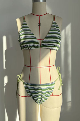 Striped Triangle Bikini Set