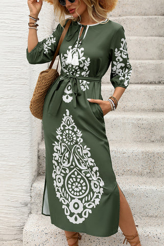 Drawstring Waist Printed Dress