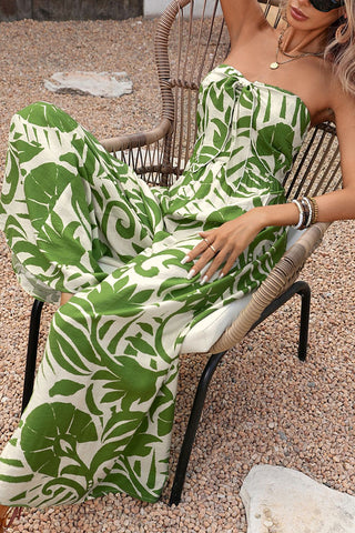Strapless Tropical Jumpsuit