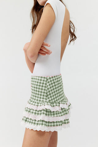 Ruffle Gingham Mini Skirt