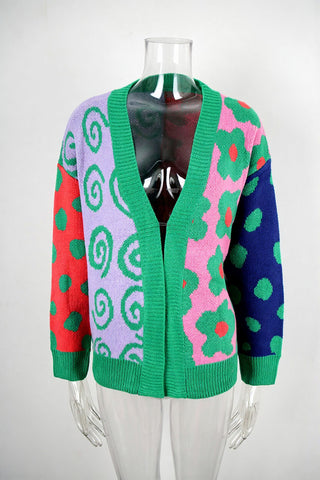 Vibrant Patterned Open Cardigan
