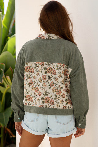 Retro Floral Patchwork Shirt Style Jacket