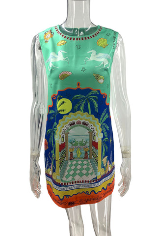 Graphic Sleeveless Shift Dress