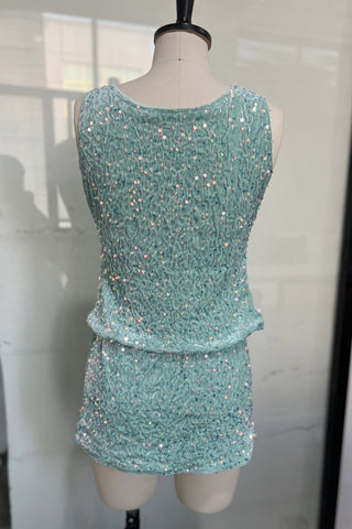 Sequined Sleeveless Mini Casual Set