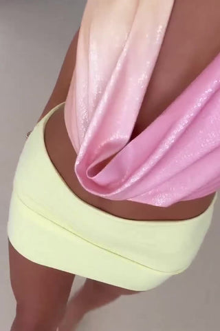 Halter Plunge Floral Skirt Set