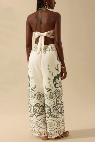 Tropical Print Wide-Leg Jumpsuit