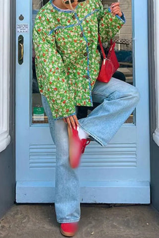 Patchwork Button-Front Coat