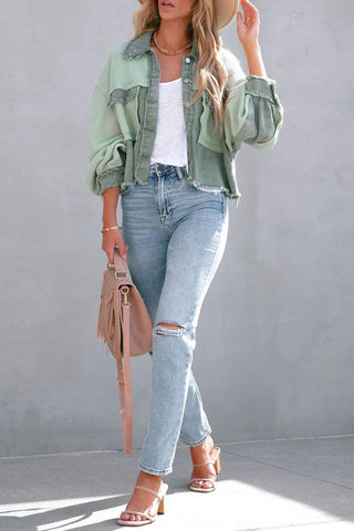 Waffle Patchwork Denim Jacket