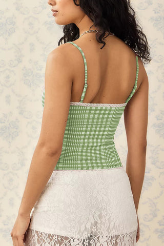 Gingham Lace-Trim Camisole
