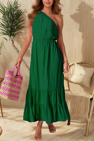 One-Shoulder Ruffled Casual Maxi Dress