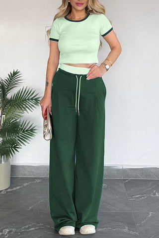 Crop Top and Wide-Leg Pants Set