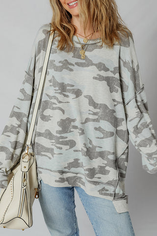Camo Print Oversized Pullover