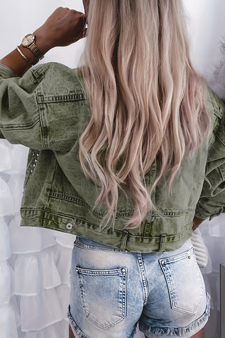 Studded Denim Jacket with Button Accents