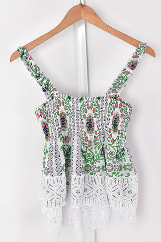 Ruffle Strap Floral Tank Top